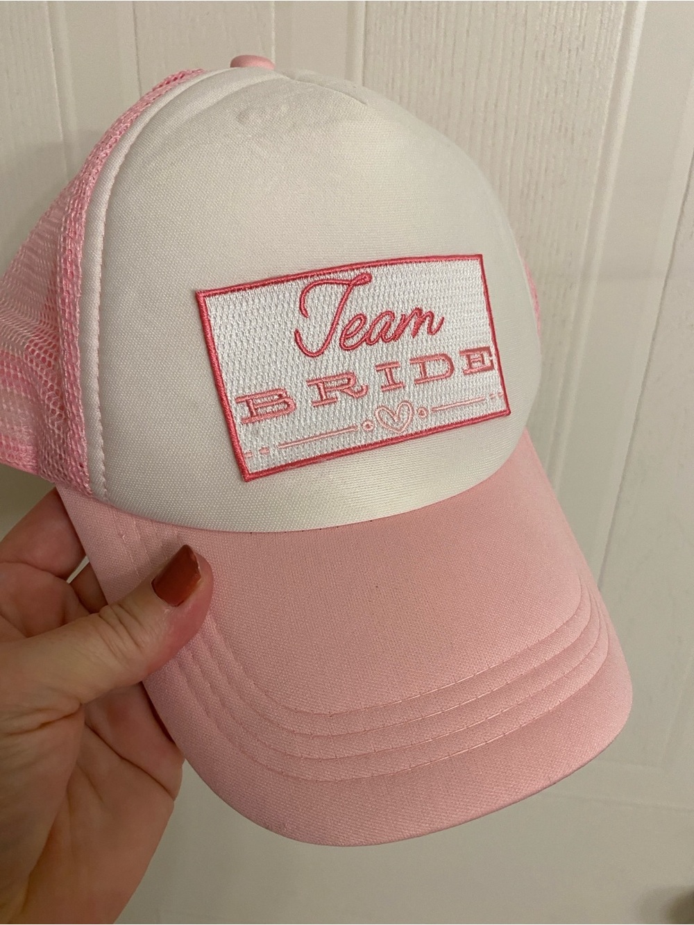 Team Bride Pink and White Trucker Hat – Bachelorette Accessory